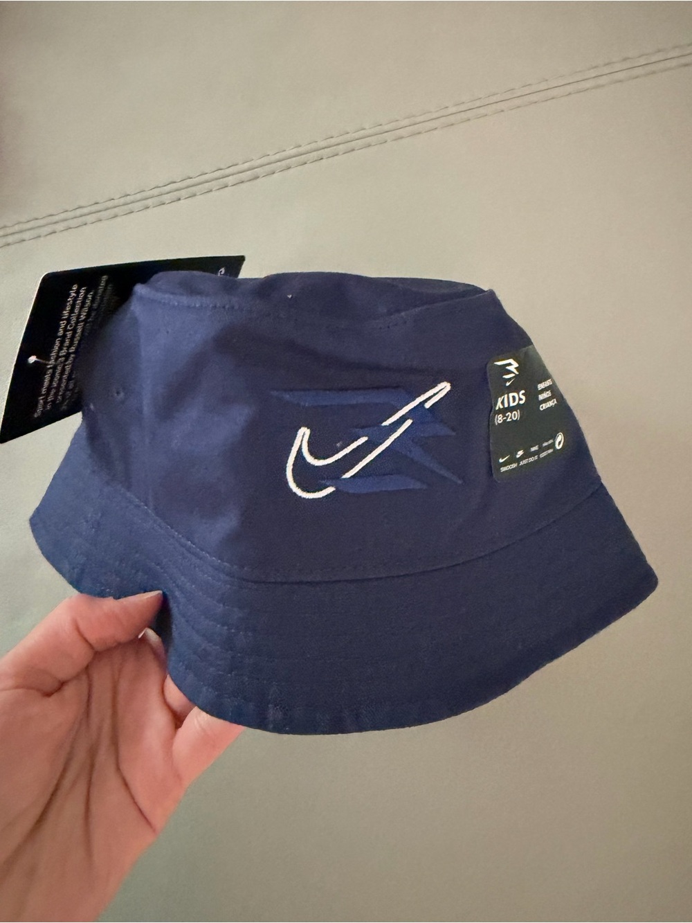 Nike Navy Bucket Hat with White Tag Detail